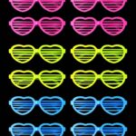 Retro Neon Fosforlu Kalp Panjur Gözlük - 12 Adet