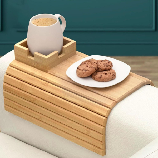 Katlanabilir Ahşap Koltuk Yanı Kanepe Tepsisi