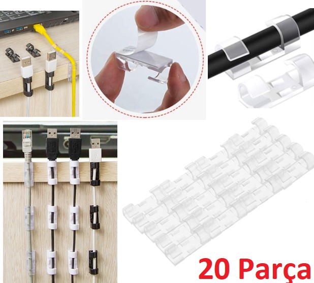 Kablo Sabitleyici Klips Seti 20 Adet