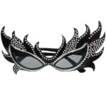 Taşlı Siyah Alev Parti Gözlüğü