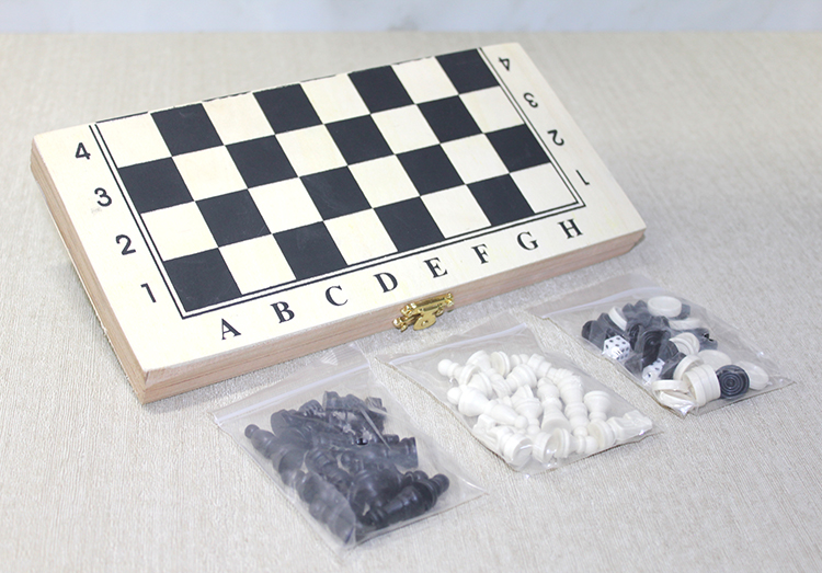 Ahşap Kutulu Satranç ve Tavla Seti - Model 1