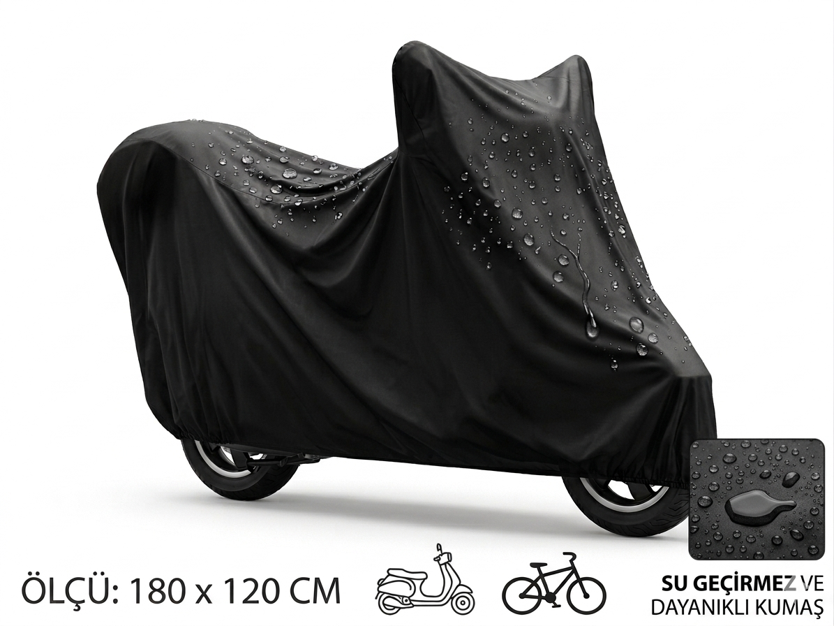 Su ve Toz Geçirmez Motosiklet ve Scooter Koruma Brandası 180x120 cm