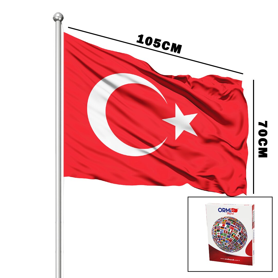 Türk Bayrağı - 70x105 cm - Alpaka Kumaş