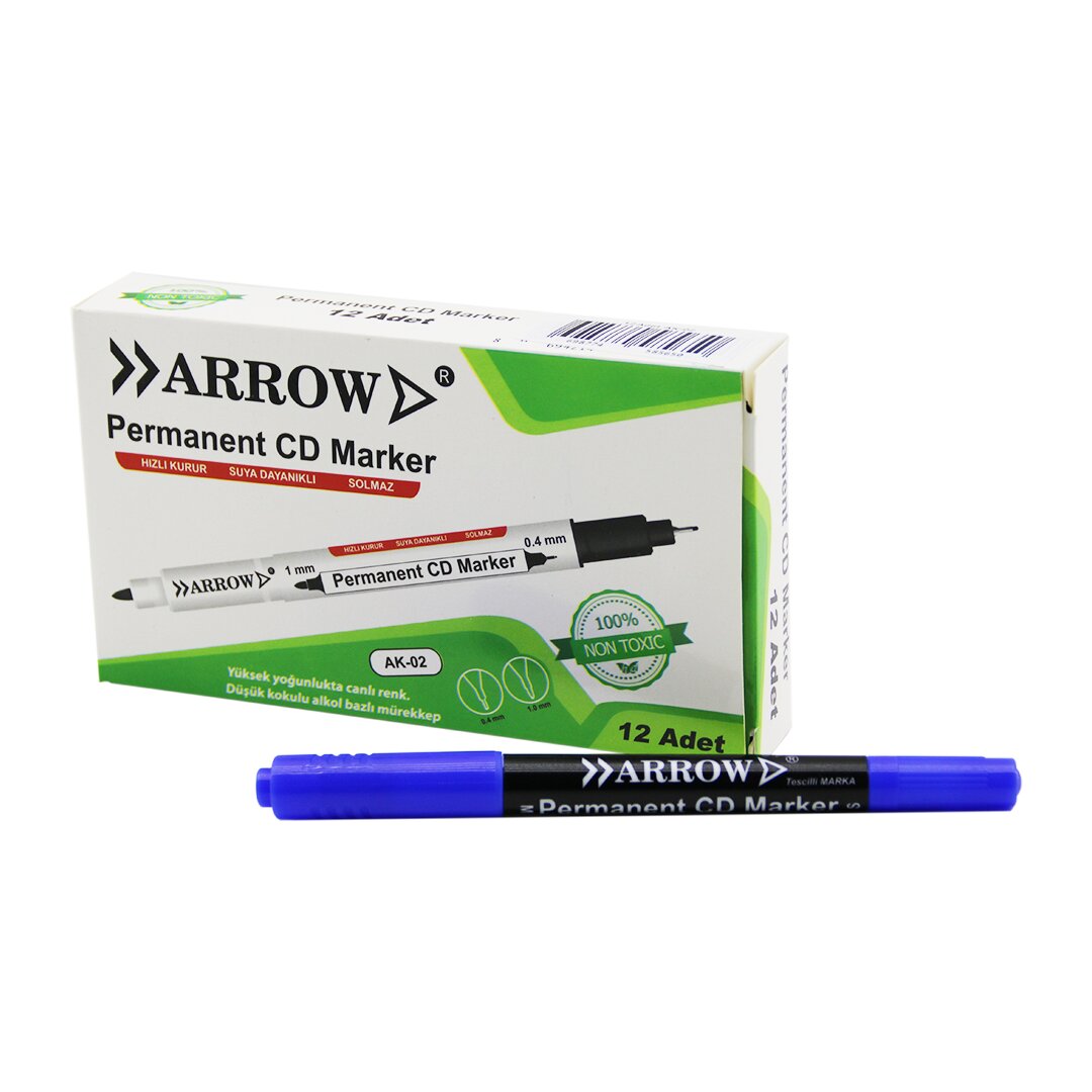 Mavi CD Kalemi - 2 Uçlu - Marker - 1 mm ve 0.4 mm