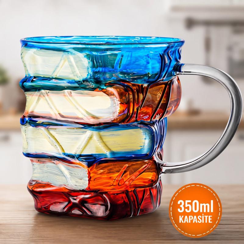 Kitap Tasarımlı Kupa Bardak - 350 ml Kapasite - El Çizimi Özel Tasarım - Dayanıklı Cam